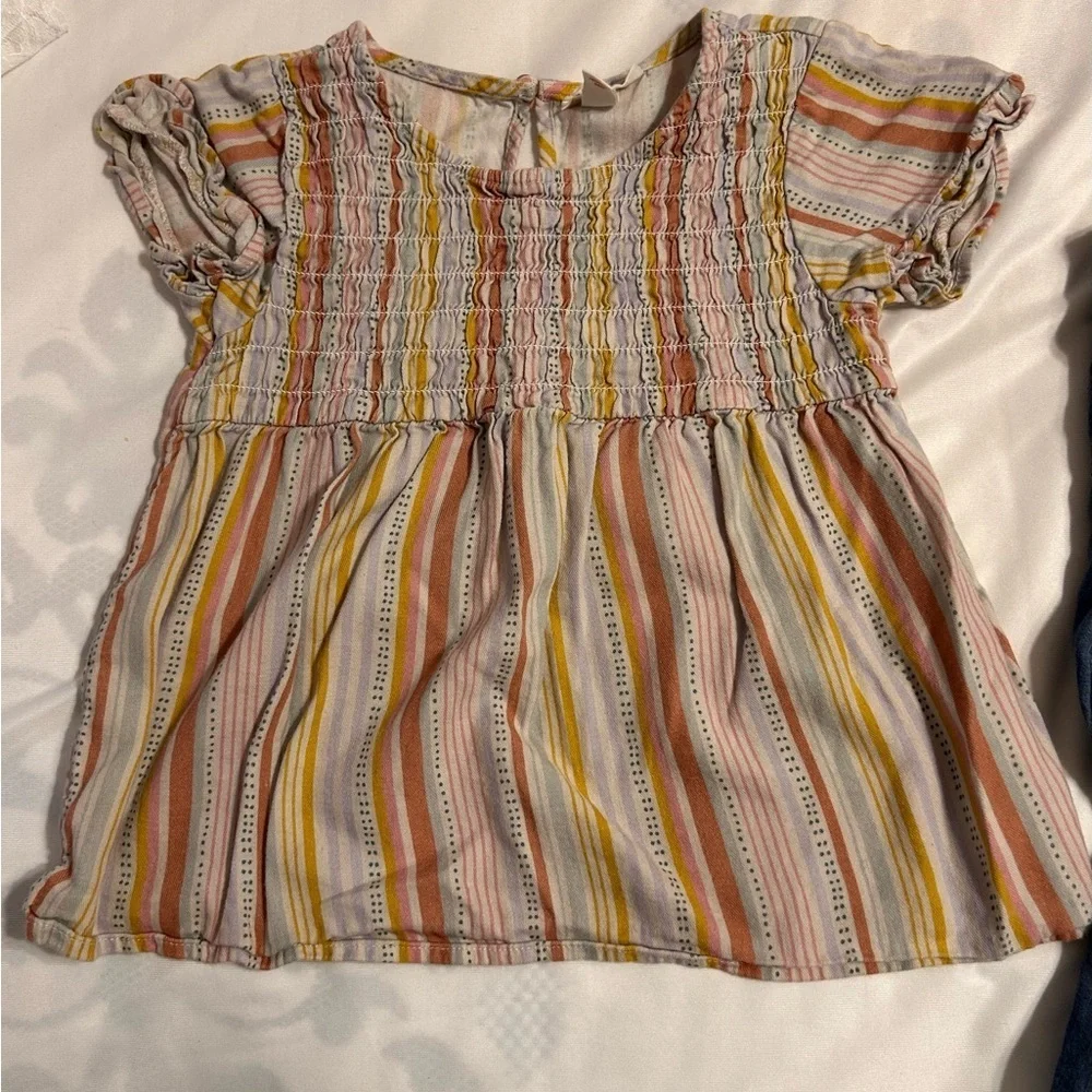 Embroidered Denim and Striped girls shirt bundle